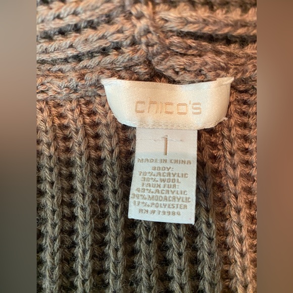 Chico’s Brown Faux Fur Collar Sweater Vest - Picture 7 of 7